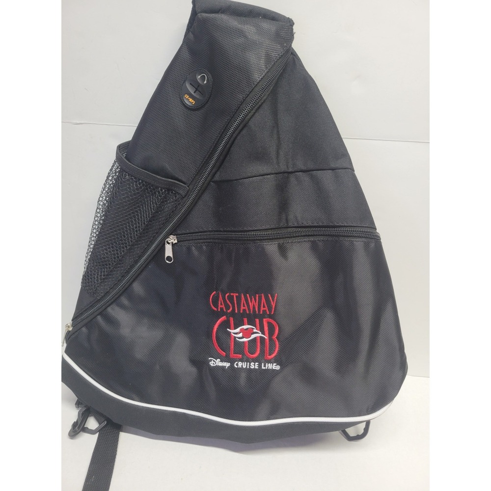 Disney Cruise Line Castaway Club Black Sling Backpack and Umbrella Set Logo NWOT